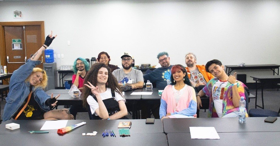 Grupo reunido na oficina